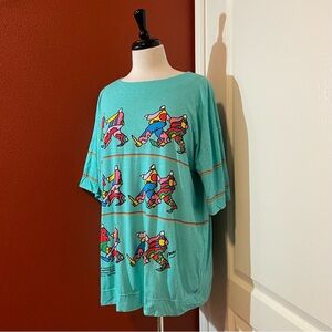 Peter Max Women’s Neo Max 1987 “Groovin” All Over Art To Wear‎ Pop Art Tee Shirt